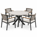 Set moderno da esterno da 5 pezzi con tavolo rotondo 120 × 75 cm e 4 poltroncine 60 × 62 × 82 cm, antracite, grigio chiaro e marrone
