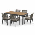 Set da pranzo da giardino con tavolo 160 × 90 × 75 cm e 6 sedie 58 × 60 × 85 cm, grigio antracite, marrone e beige