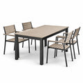 Completo da pranzo per esterni in 5 pezzi, tavolo 150 × 90 × 75 cm e 4 sedie, nero e tortora