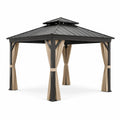 Gazebo da giardino 300 × 300 × 270 cm in metallo antracite con tetto rigido e tende beige