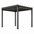 Pergola da giardino in alluminio nero 300 × 300 × 250 cm con lamelle orientabili e illuminazione LED