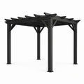 Pergola da giardino in metallo nero 300 × 300 × 250 cm con copertura a doghe