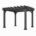 Pergola autoportante da giardino in legno grigio antracite, 305 × 305 × 244 cm, tetto aperto a traliccio