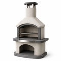 Barbecue da giardino in calcestruzzo beige e antracite 110 × 65 × 210 cm con doppia griglia e camino