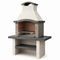 Barbecue da giardino in muratura Bianco/Grigio/Marrone 160 × 80 × 220 cm con camino e griglia regolabile