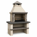 Barbecue da giardino in calcestruzzo beige, grigio e nero 114 x 70 x 220 cm con cappa, griglia regolabile e ripiani