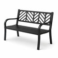 Panca da giardino a 2 posti in metallo nero con schienale geometrico, 127 × 60 × 88 cm