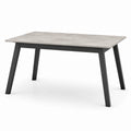 Tavolo rettangolare moderno 140 × 80 × 75 cm con piano grigio effetto pietra e struttura nera in metallo