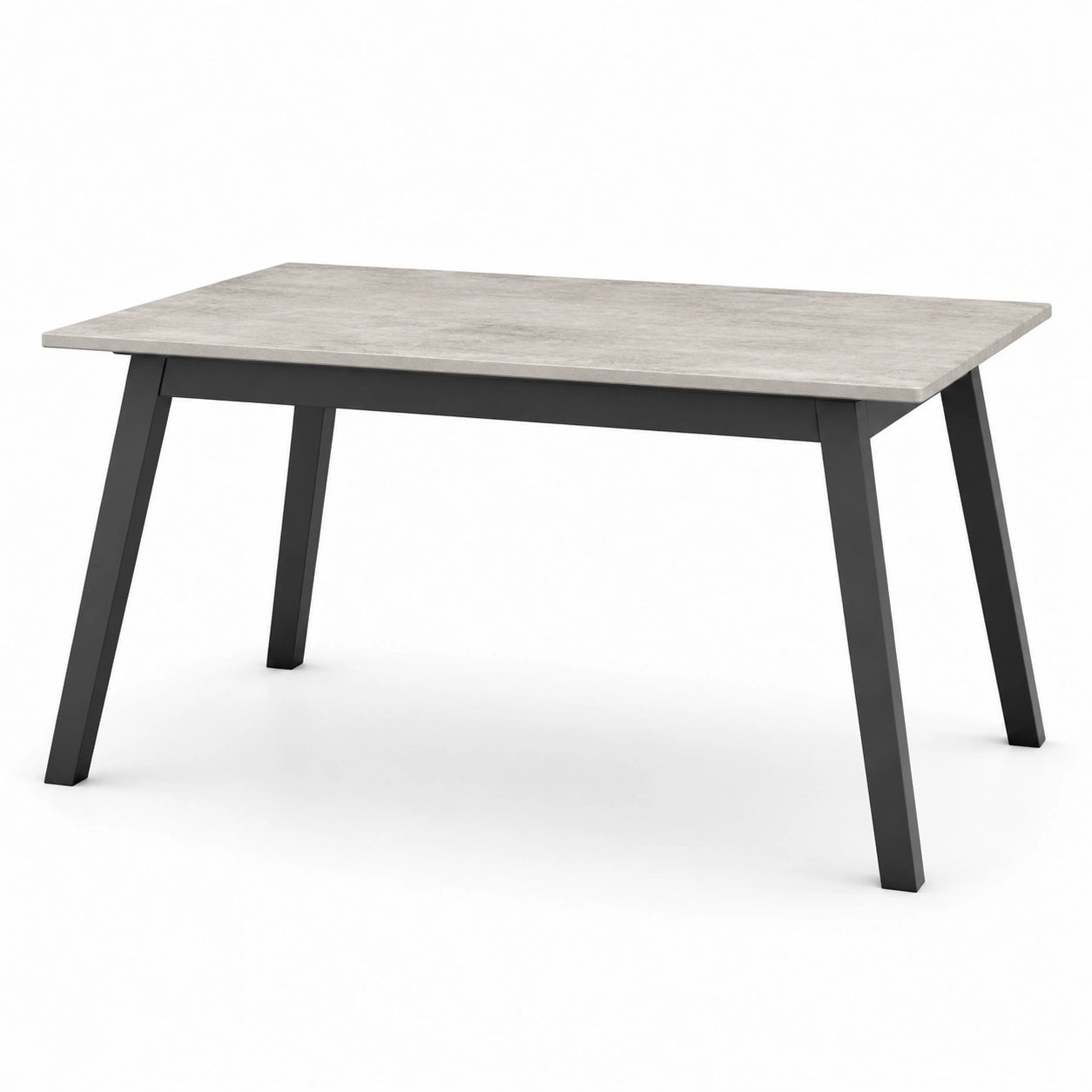 Tavolo rettangolare moderno 140 × 80 × 75 cm con piano grigio effetto pietra e struttura nera in metallo