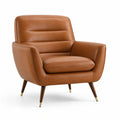 Poltrona moderna in similpelle color cognac con braccioli, 105 × 90 × 95 cm