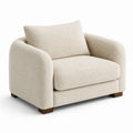Poltrona imbottita in tessuto bouclé avorio, 120 × 105 × 90 cm, stile contemporaneo