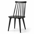 Sedia in legno nero con schienale alto a listelli, 48 × 52 × 88 cm