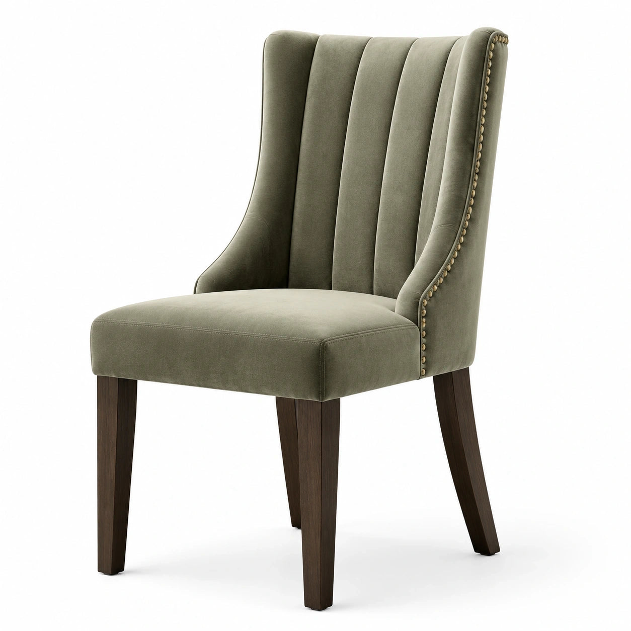 Sedia da pranzo verde oliva 58 × 64 × 99 cm con schienale alto trapuntato