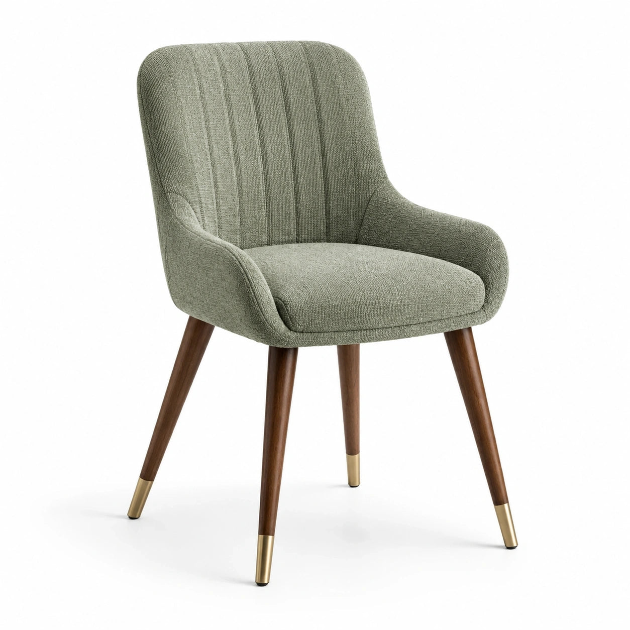 Poltrona moderna imbottita con braccioli in tessuto verde salvia, 62 × 64 × 86 cm