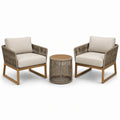 Set da giardino 3 pezzi con 2 poltrone 76×78×79 cm e tavolino rotondo Ø 50×52 cm, beige, tortora e marrone
