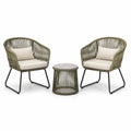 Set da giardino 3 pezzi verde oliva con 2 poltrone 74 × 72 × 82 cm e tavolino Ø 50 × 50 cm