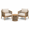 Set da giardino beige e marrone chiaro, 2 poltrone da 72 × 76 × 80 cm e tavolino rotondo Ø 50 × 48 cm