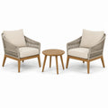 Set da giardino moderno da 3 pezzi con 2 poltrone 72 × 78 × 82 cm e tavolino rotondo Ø 55 × 45 cm, beige, tortora e marrone naturale