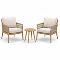 Set da giardino 3 pezzi con 2 poltrone 72 × 76 × 82 cm e tavolino Ø 50 × 45 cm, beige e marrone naturale