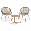 Set da giardino 3 pezzi beige e marrone chiaro, 2 poltrone 72 × 68 × 82 cm e tavolino Ø 60 × 45 cm
