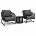 Set da giardino 3 pezzi nero e grigio antracite, 2 poltrone da 77 × 76 × 79 cm e tavolino Ø 50 × 50 cm