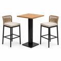 Set da bar da esterno 3 pezzi con tavolo 70 x 70 x 105 cm e 2 sgabelli 48 x 50 x 103 cm, nero, marrone naturale e beige