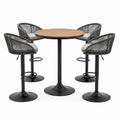 Set da bar da esterno 5 pezzi con tavolo rotondo Ø 100 × 105 cm e 4 sgabelli 58 × 55 × 95 cm, nero, grigio e marrone