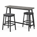 Tavolo da bar con 2 sgabelli, 120 × 40 × 90 cm, grigio e nero, stile industriale